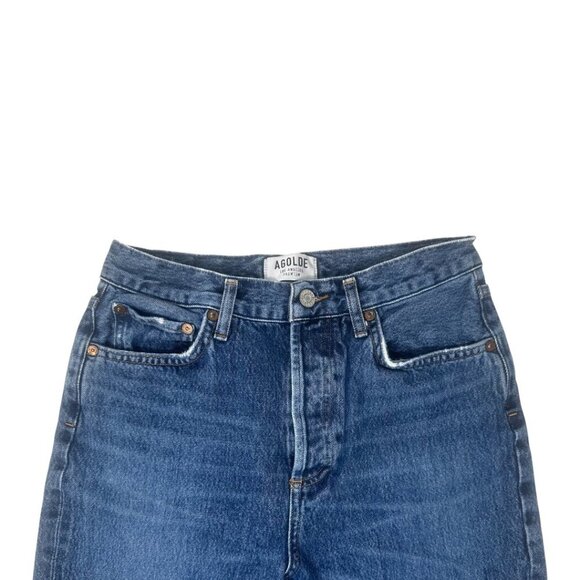 Agolde Riley High Rise Straight Leg Crop Jeans Size 27 In Veto Faded Distressed - Picture 7 of 13